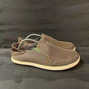 OluKai Nohea Mesh Men’s Size 10.5 Brown Green Casual Slip-On Shoes Sneakers